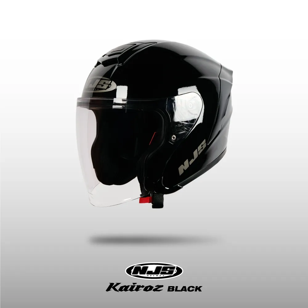 NJS KAIROZ BLACK Gloss/doff  (FREE SPOILER) - Helm Half Face | Kairoz | Kairoz V1 | Kairoz Polos | Kairoz ORI | NJS ORI
