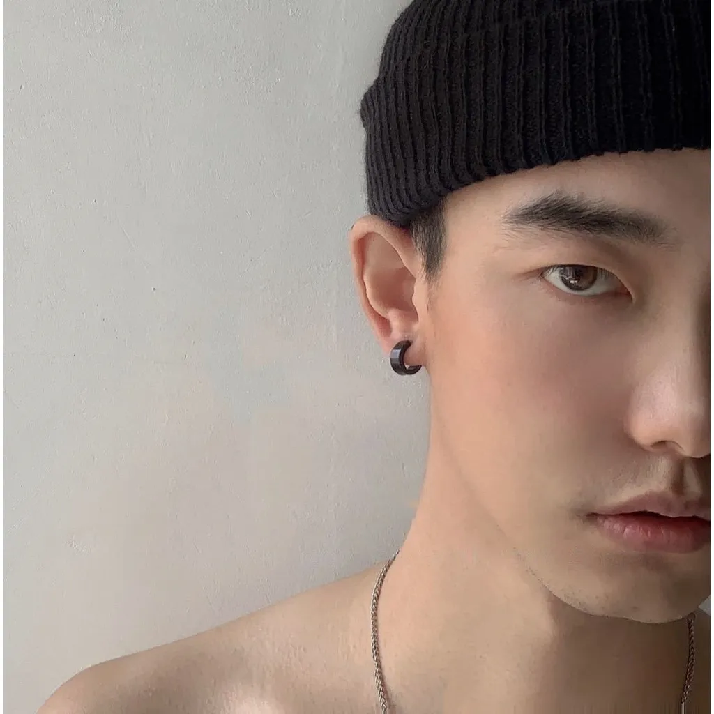 ANTING PRIA JEPIT HITAM TITANIUM 316L
