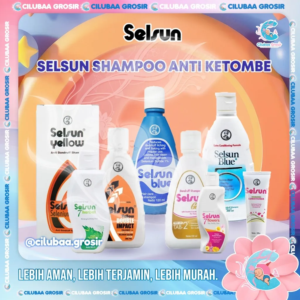 SELSUN Shampoo Conditioner Series - Shampoo Anti Ketombe Blue 5 Five Yellow Double Gold 7 Seven Herbal Flowers