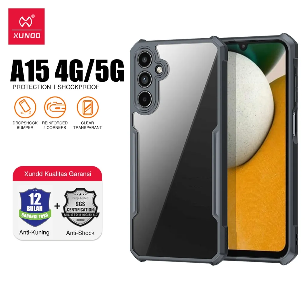 XUNDD Case Untuk Samsung A15 4G 5G 6.5 inch Case Shockproof Slim Transparan Casing Belakang / dengan Perlindungan Kamera / Bingkai Bumper TPU Lembut Tahan Guncangan / Airbag Case / Anti Crack Case