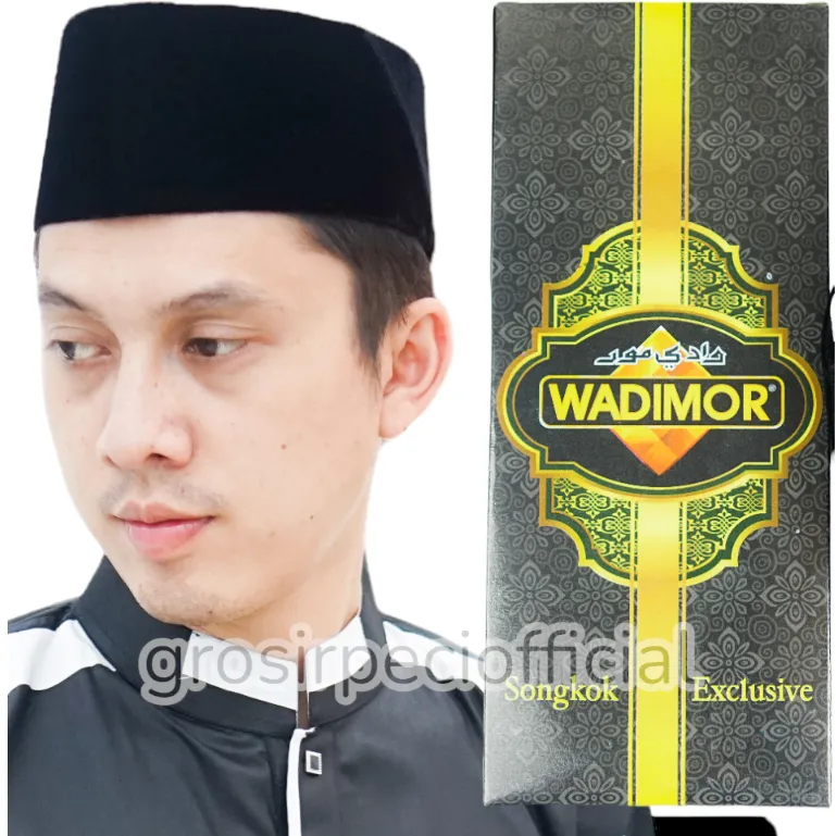 Peci Songkok WADIMOR AC Kopiah Santri Hitam Polos Pria Muslim Dewasa dan Anak Bahan Bludru Halus