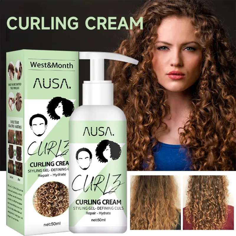 Cream Rambut Keriting Gel Rambut Keriting 50ml Perawatan Rambut Keriting Curl Cream Elastin Tidak Lengket Mengurangi Keriting Curl Cream Perawatan Rambut Keriting Melenting Melembabkan Halus Efektif Rambut Curly Tahan Lama
