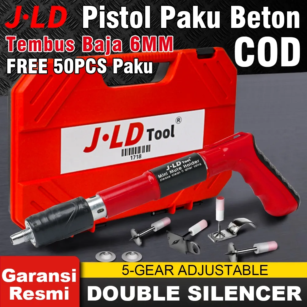 JLD SENYAP Tembus Baja 6mm, 5 Level, FREE 50 Paku & Safety Gear, Tanpa Listrik, Ringan 620g, Cocok untuk Pasang AC/CCTV/Pipa