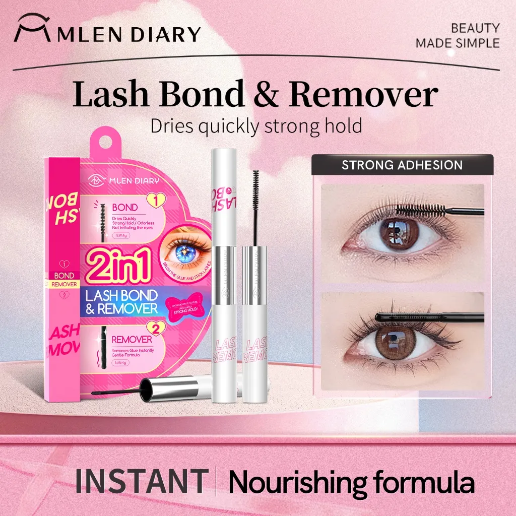Mlen Diary Bulu Mata Palsu + Lem Lash Bond & Remover Brush Oleskan Dengan Kuas Segera Daya Lekat Tinggi