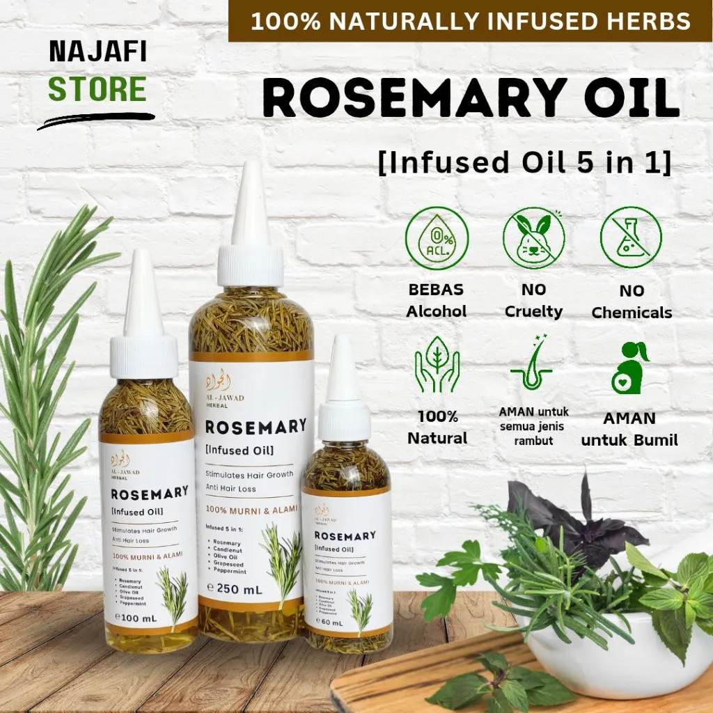 Rosemary Oil Penumbuh Rambut l Hair Oil l Hair Treatment l Infused 5 in 1 l Al Jawad