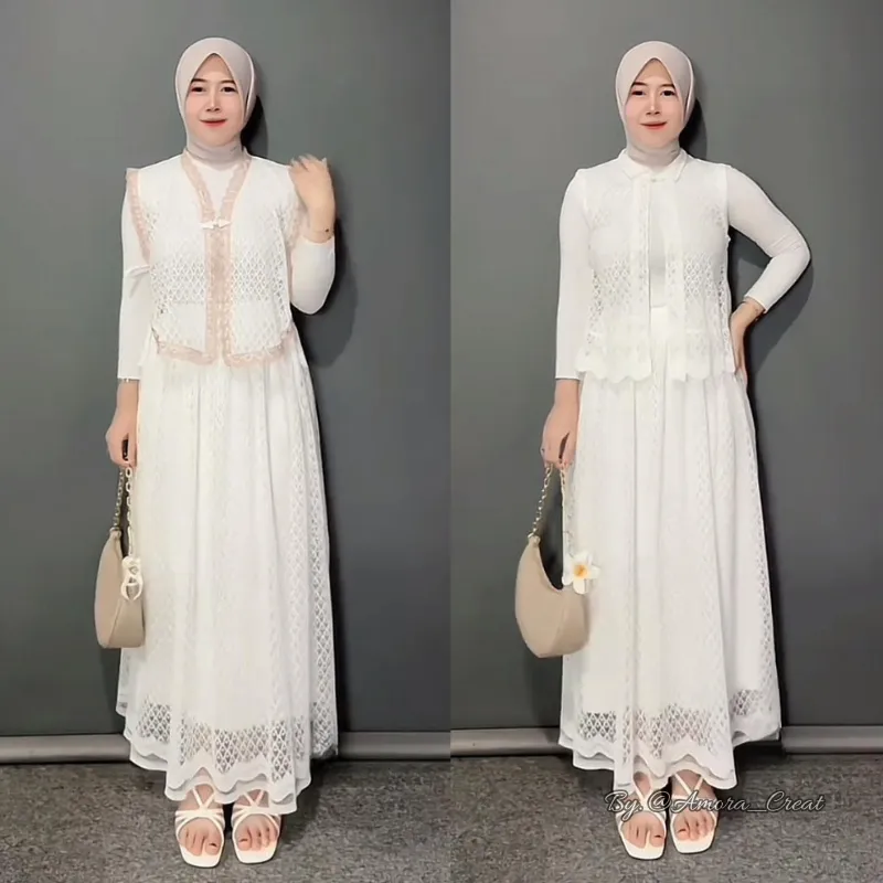 Naomi Vest Set-Set Blazer Wanita-Vest Outer Set - Setelan Rok Wanita-Vest Wanita- One Set Skirt-Maxi Skirt Set-Setelan Rok Panjang-set kondangan-set wisuda