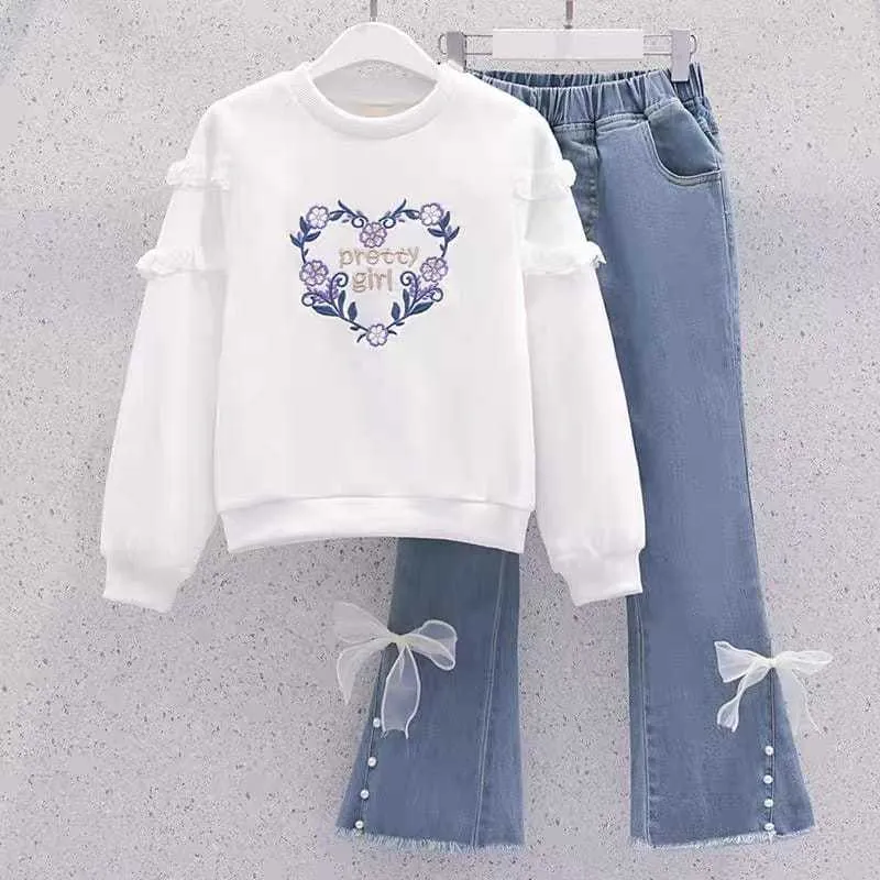 STELAN SWEATER DAN CELANA JEANS ANAK PEREMPUAN USIA 1-10 TAHUN STELAN SWEATER ANAK IMPORT