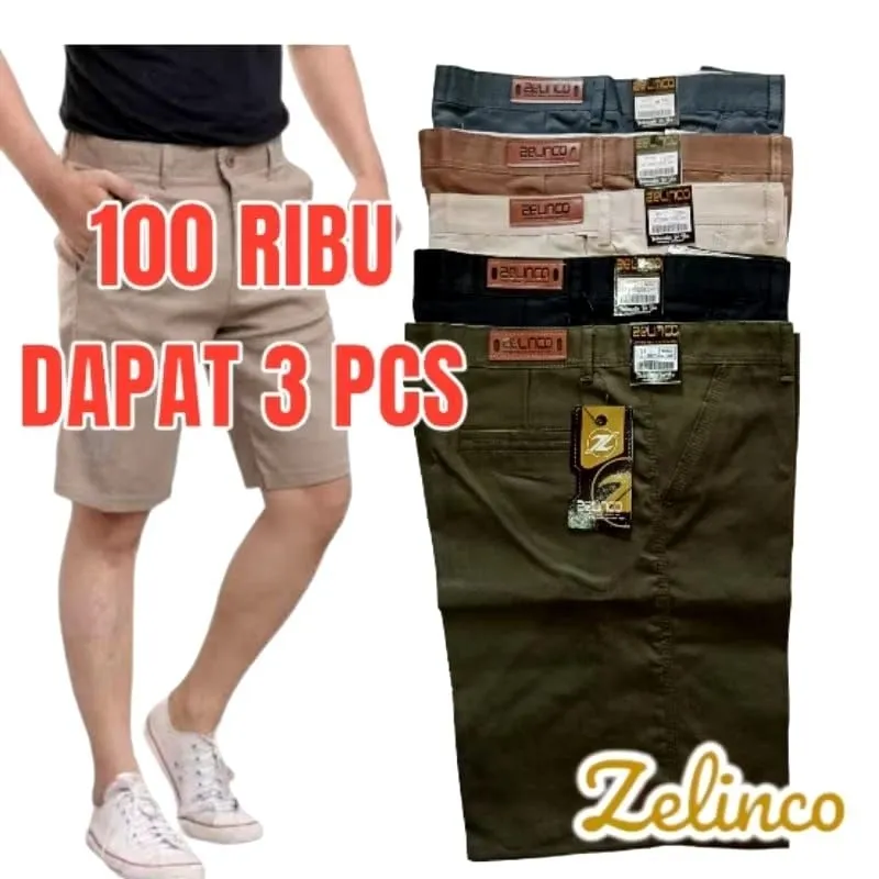100RIBU DAPAT 3 PCS!!! Celana Pendek Pria Polos Non strcht