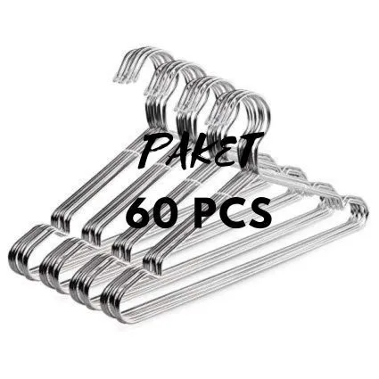 HANGER PAKET 60 PCS GANTUNGAN BAJU MURAH STAINLESS
