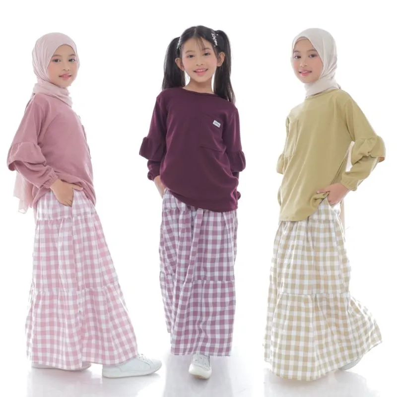 Setelan Anak Perempuan Rok Tanggung knit Terbaru Kekinian Usia 5 Sampai 14 Tahun