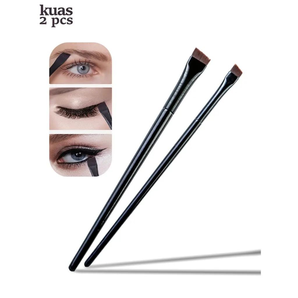 Kuas Alis Hitam 2 In 1 Pen Eyebrow Brush Make Up Eye Liner Kuas Super Tipis BR-4037