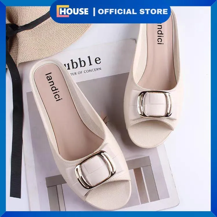 (COD) Sandal Wanita Fashion Women Single Shoes Sendal Flat Slop Anti Slip