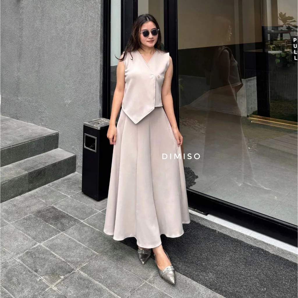 Naomi Vest Set - Set Blazer Wanita - Vest Outer Set - Setelan Rok Wanita - Vest Wanita- One Set Skirt - Maxi Skirt Set - Setelan Rok - Rok Panjang