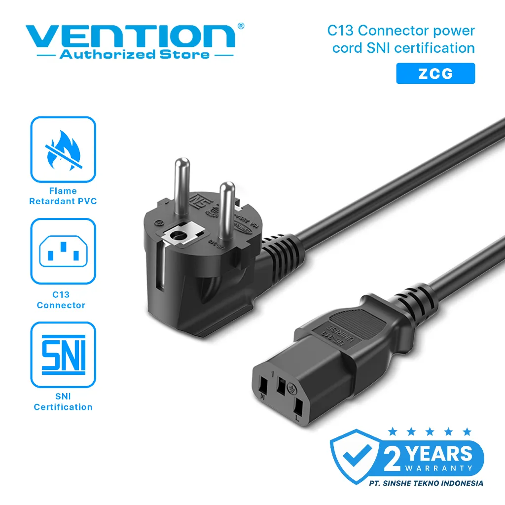 Vention Kabel Power C13 Connector 3-Prong CPU PC Komputer UPS