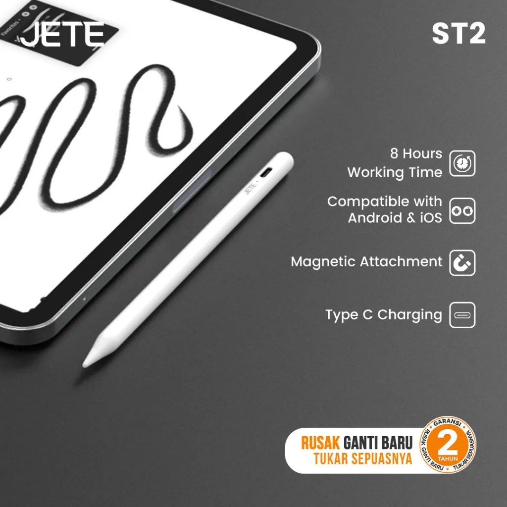 Stylus Pen JETE ST2 Universal Smart Pencil Touch Screen Magnetic Compatible For Tablet Android Samsung Huawei iOs Handphone