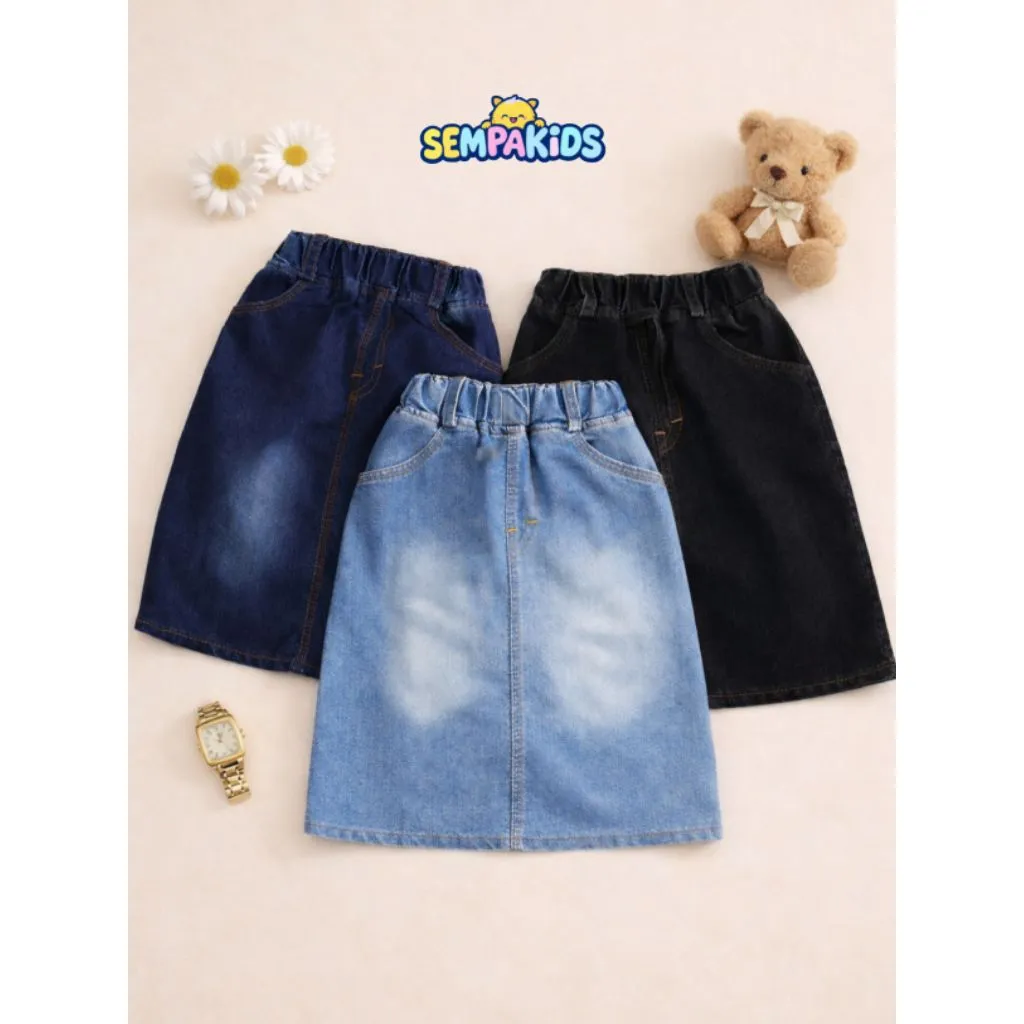 SEMPAKIDS - Rok Jeans Anak Perempuan – Rok Span Lembut & Tebal (Usia 1–7 Tahun) Code M14