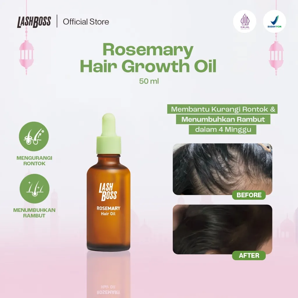LashBoss Rosemary Hair Growth Oil - Minyak Penumbuh Rambut Hair Essence Oil Rosemary Oil Hair Care Hair Serum Hair Ampoule Membantu Perawatan Rambut Rontok