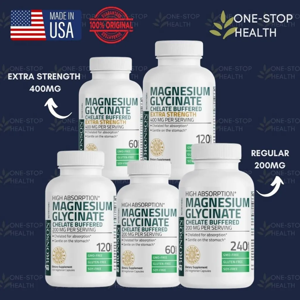 Magnesium Glycinate 200MG / 400MG - Bronson Magnesium Glycinate