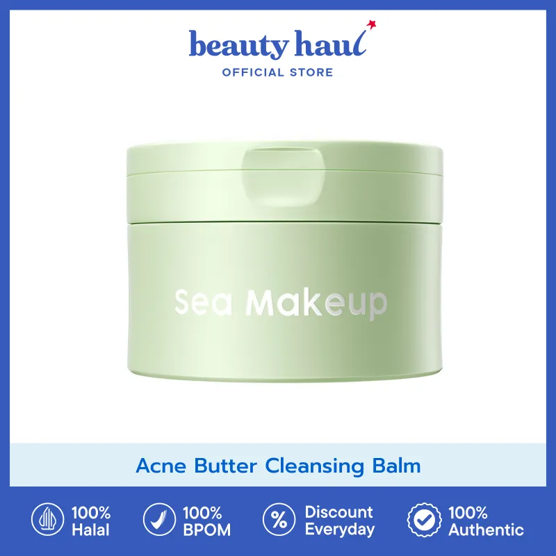SEA MAKEUP Acne Butter Cleansing Balm - Pembersih Makeup untuk Jerawat, Cleansing Balm Tekstur Butter, Mengurangi Minyak Berlebih, dan Menjaga Kulit Tetap Lembap
