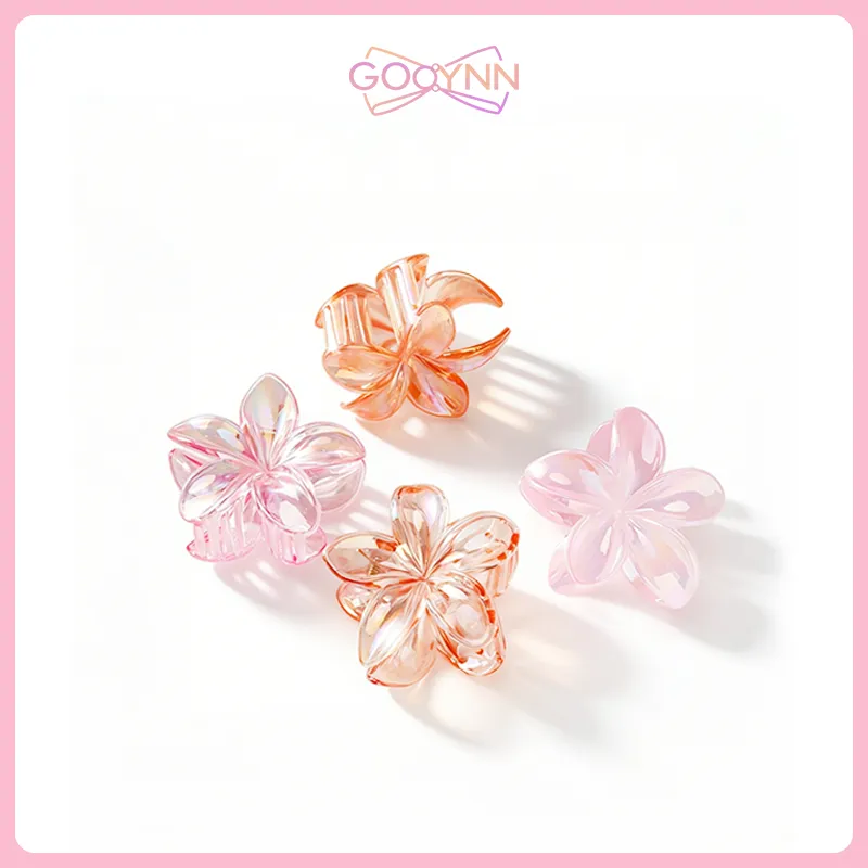 GOOYNN Jepitan Rambut Wanita Akrilik Bunga Kamboja/ Jepit Rambut Transparan Berwarna-Warni 8 CM/Aksesori Rambut Cantik