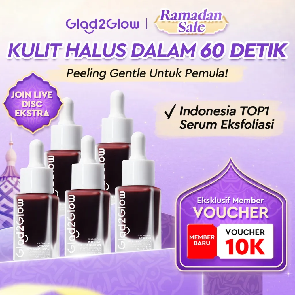Glad2Glow Peeling Solution Serum Eksfoliasi Wajah 60 detik Menghaluskan Kulit AHA BHA PHA serum wajah glowing pelembab mencerahkan peeling exfoliating serum g2glow official store