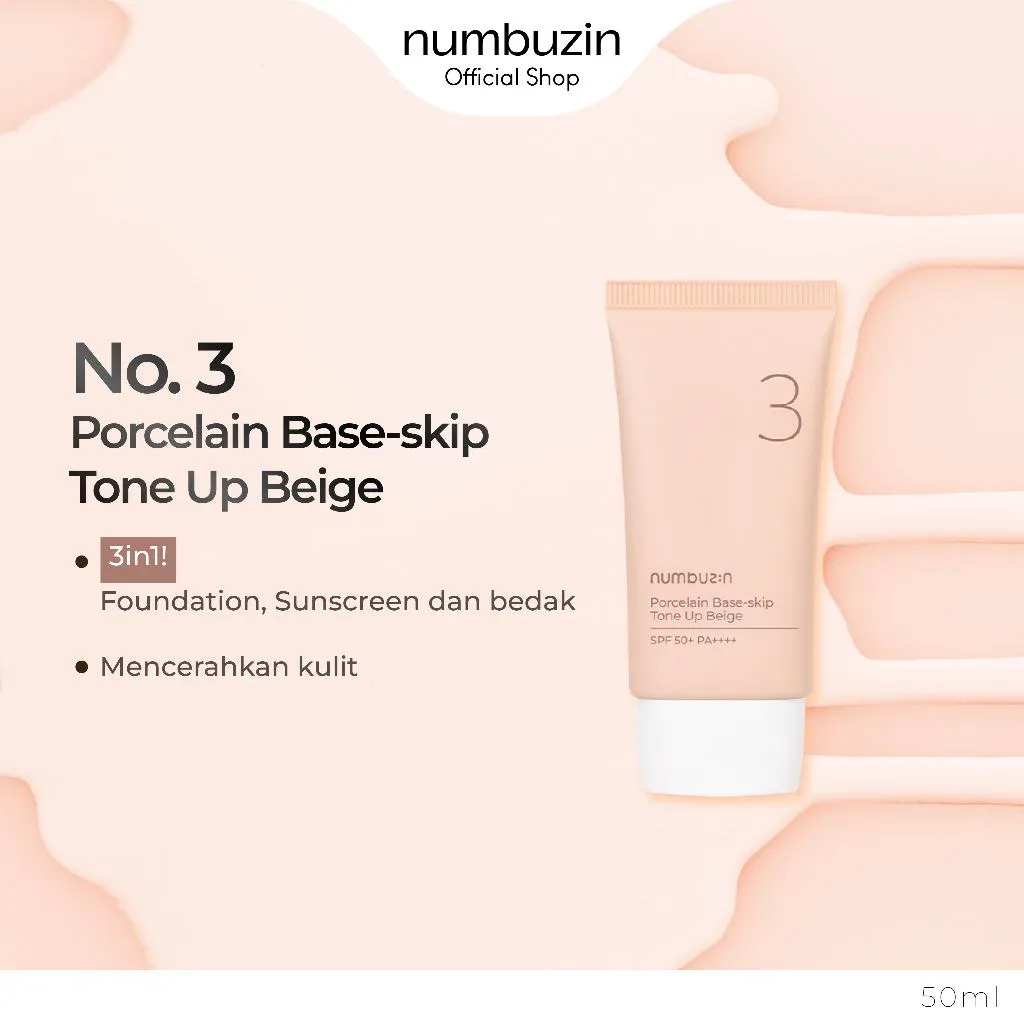 Numbuzin No. 3 Porcelain Base-skip Tone Up Beige 50ml