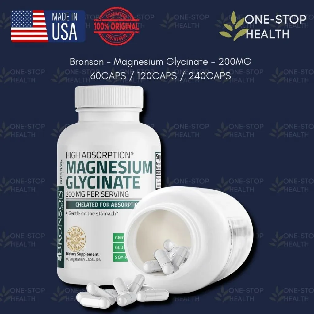 Magnesium Glycinate 200MG - 60/120/240CAPSULES - Bronson Magnesium Glycinate