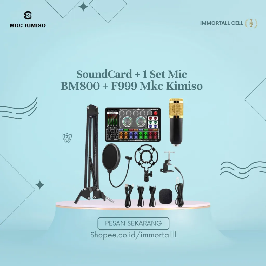 MKC F999+BM800 / F998 Sound card FULL SET Cantilever support paket lengkap Streaming, IMMORTALL CELL