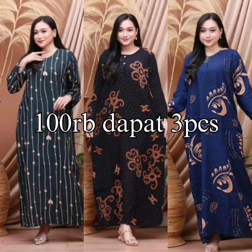 [TERLARIS] Longdress Busui 100ribu 3 pcs/ Daster  Batik Lengan Panjang Cantik Menarik