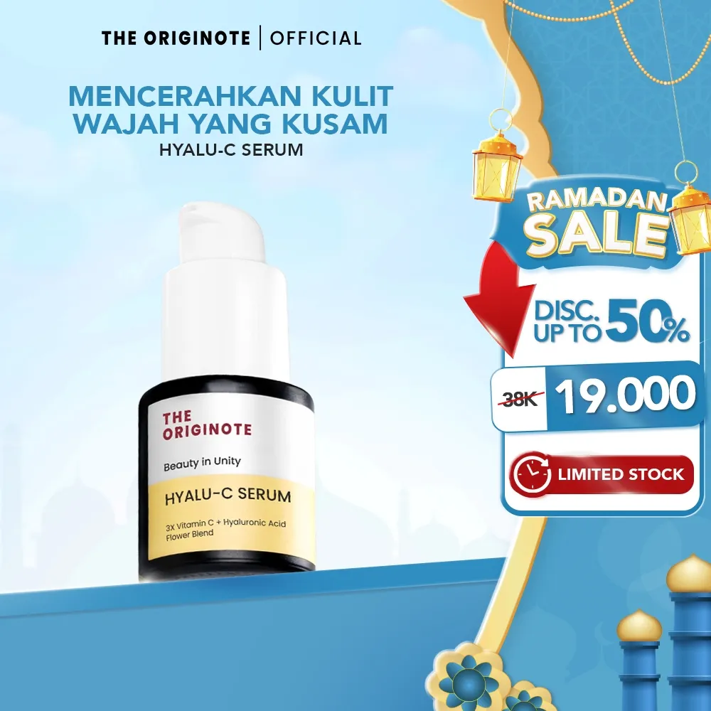 The Originote Hyalu-C Serum - Serum Mencerahkan Kulit Wajah Kusam Menjaga Kelembapan Wajah Muka Glowing Meratakan Warna Kulit Menjaga Skin Barrier Whitening Brightening dengan Niacinamide Vitamin C Hyaluronic Acid