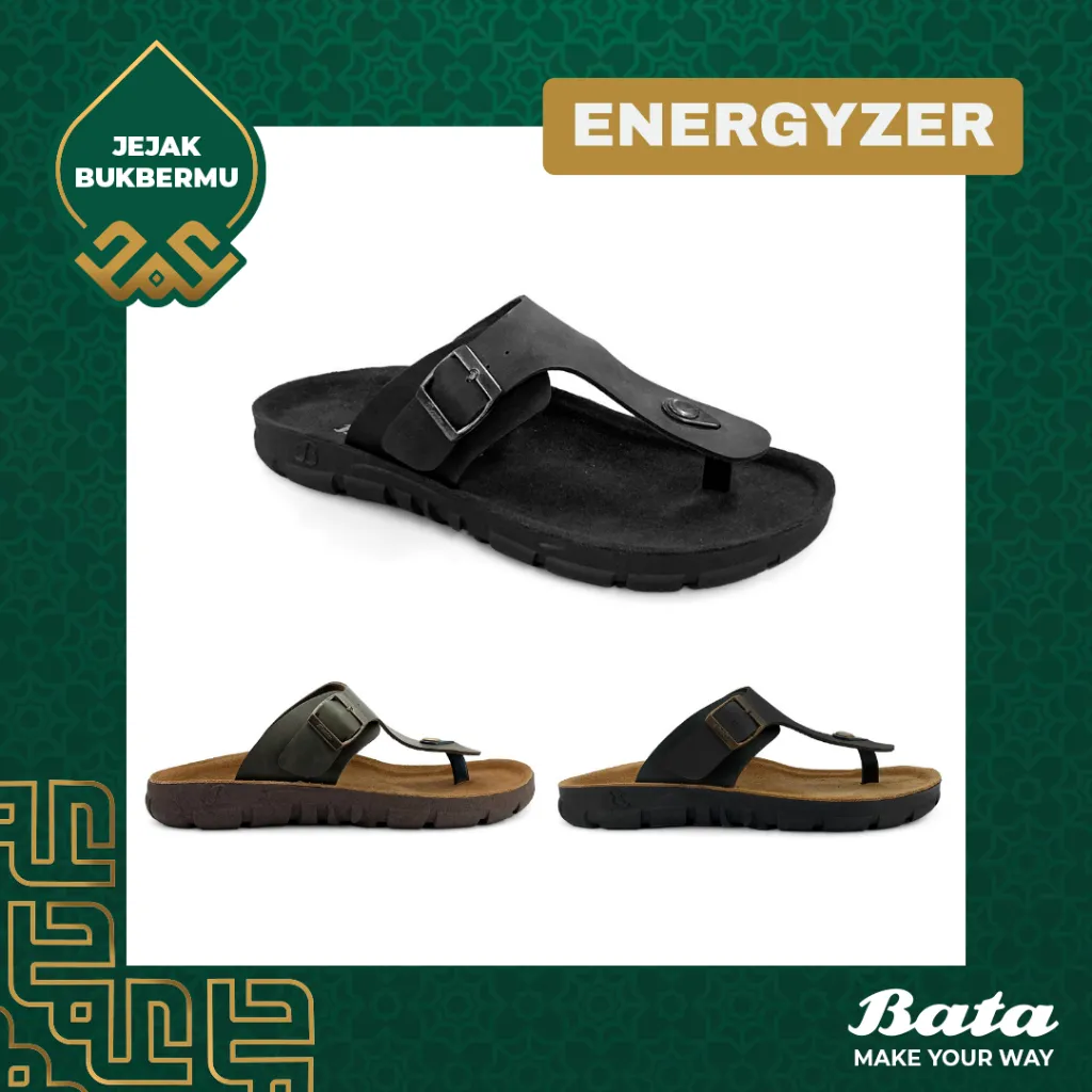 [Ramadan | EID Collection] BATA - ENERGYZER "Genuine Leather Insole" Sandal Jepit Kasual Pria