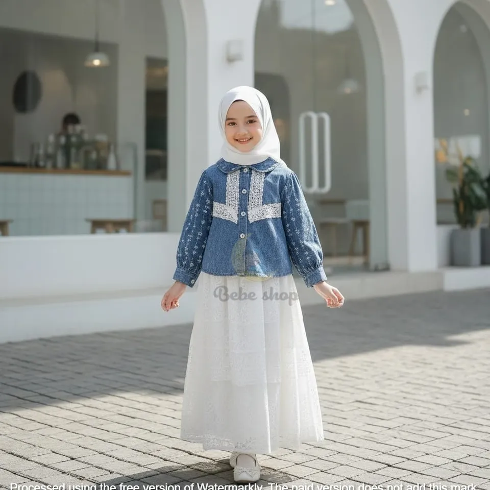 Setelan Rok Anak Perempuan / Baju Anak Perempuan Terbaru Cocok Untuk Semua Acara Baju Bahan Erora Rok Malika Tersedia Usia 1 Sampai 12 Tahun Warna Denim Dan Biru Kekinian