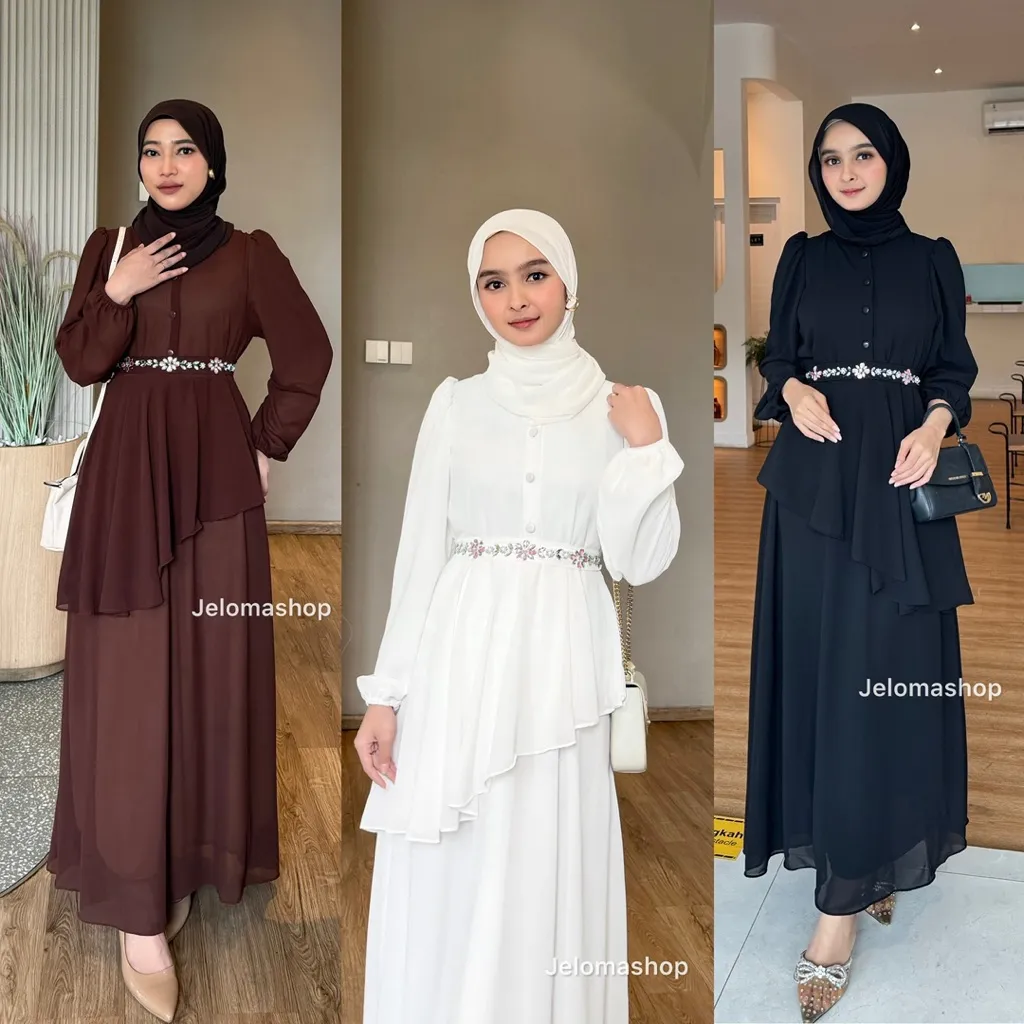 VANYA DRESS / GAMIS PUTIH / DRESS CERUTY MIX PAYET FULL FURING / GAMIS LEBARAN BUSUI FRIENDLY