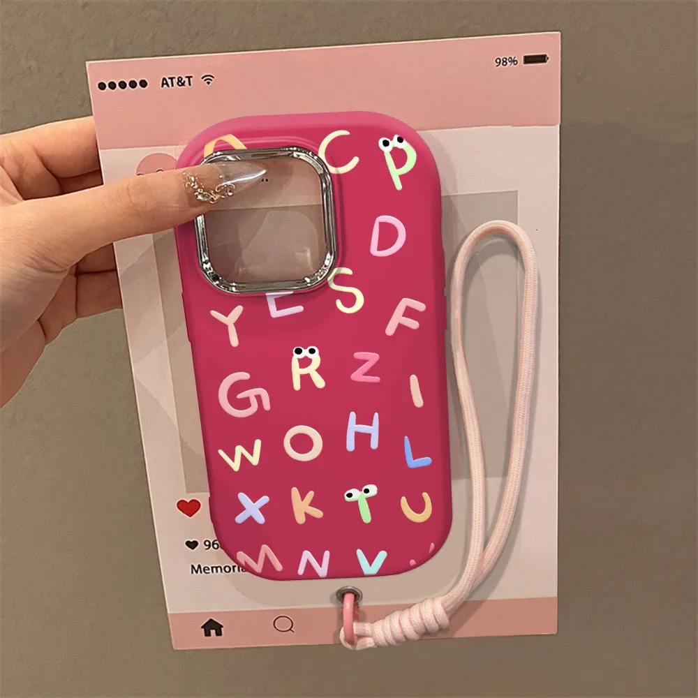 Casing Ponsel Anti Jatuh Huruf Inggris Kartun Sederhanafor Casing Iphone 11 11promax 12 12pro 13 13pro Max 14 14plus 14pro Max Plus 15 15plus 15pro Max X Xs Max Xr 7 8 Plus