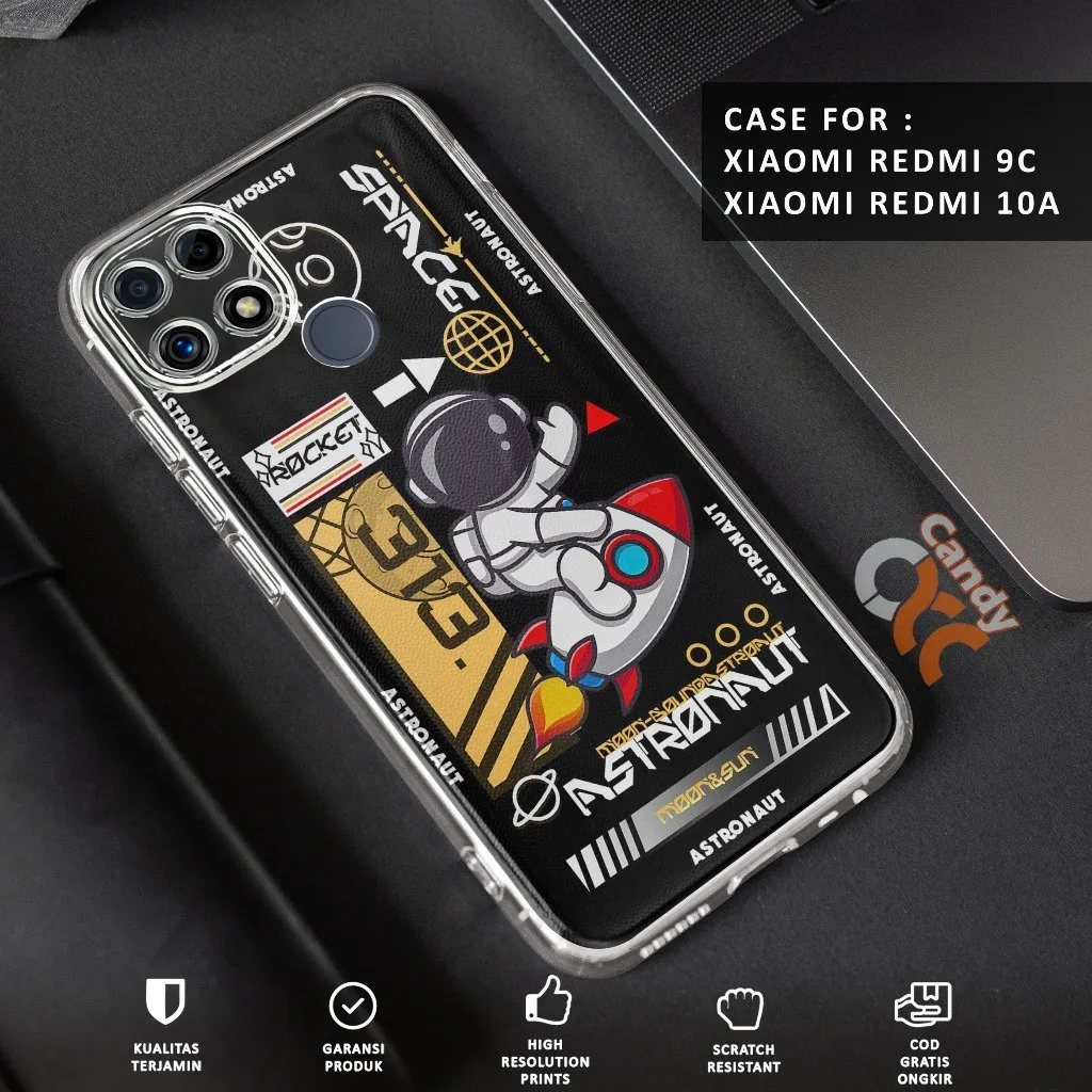Case XIAOMI REDMI 9C - Casing XIAOMI REDMI 10A Motif ASTRONOT - Softcase Premium Fourside - Bening Transparant - Silikon HP - Kesing - Cassing - Case Terbaru