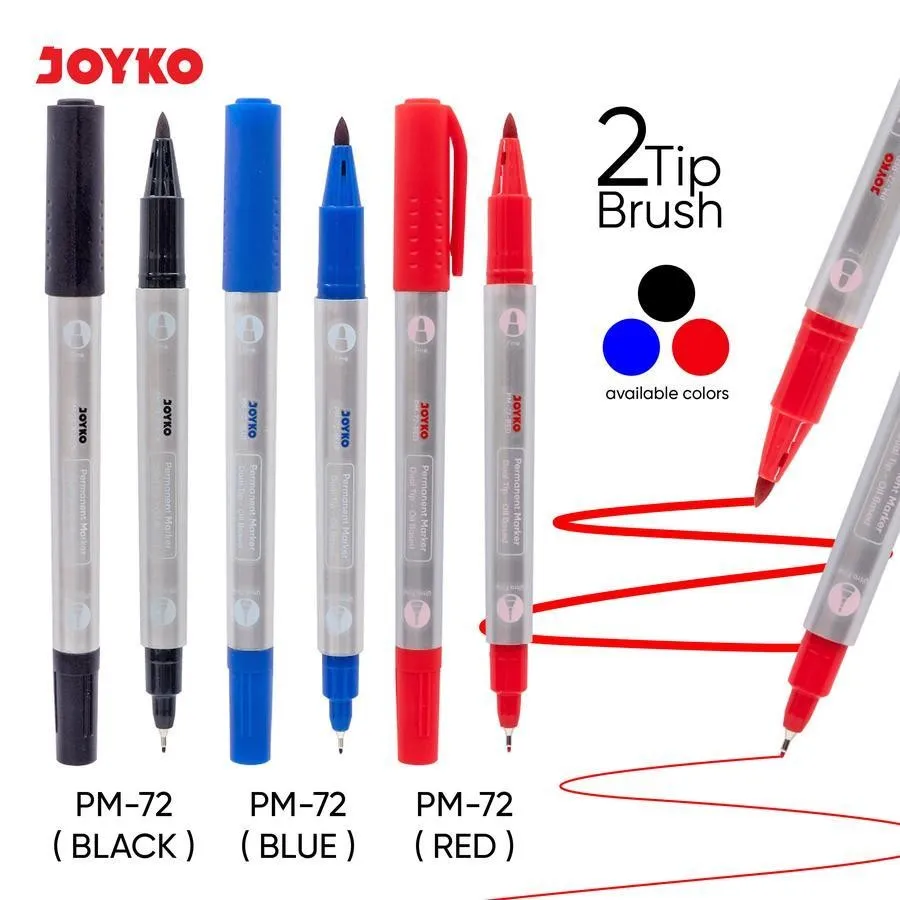 (1pc) Permanent Marker Spidol Permanen Dual Tip Joyko PM-72