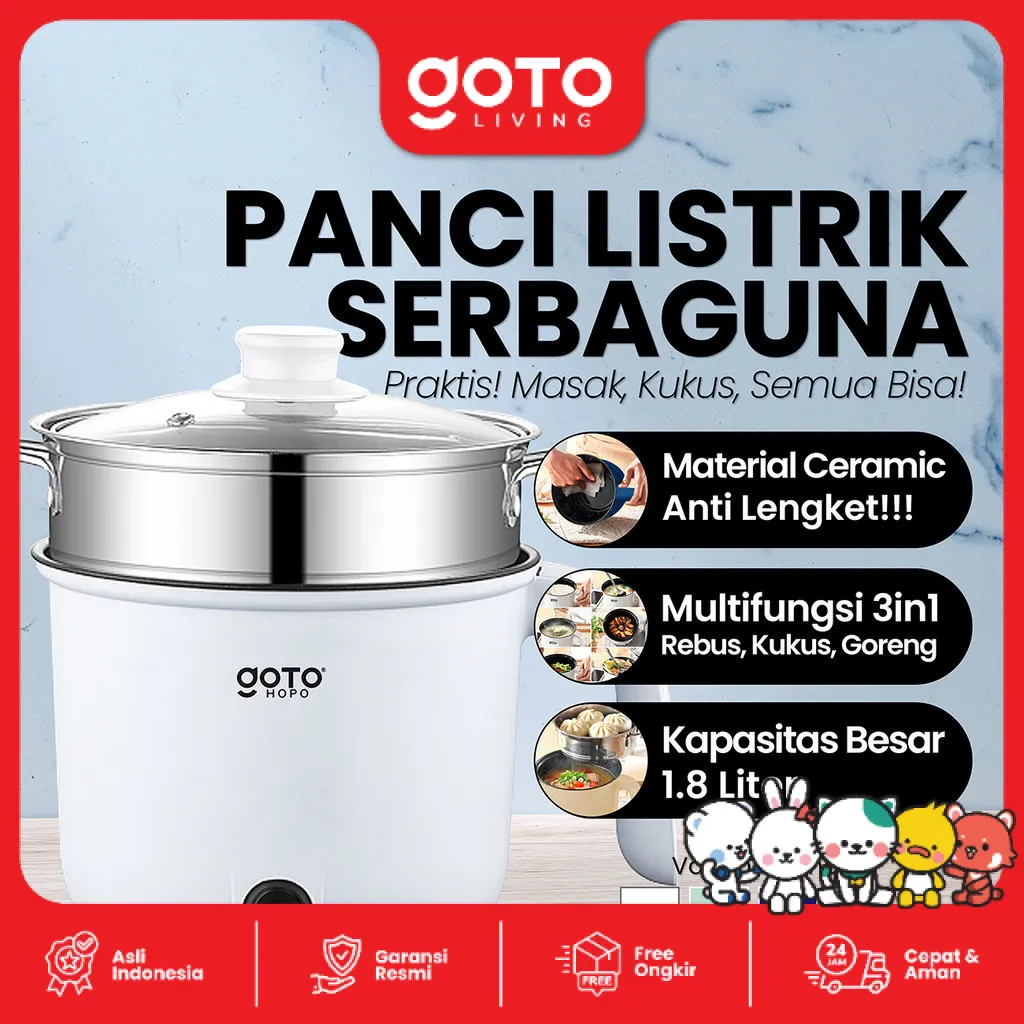 Goto Hopo Electric Frypan Panci Listrik Portable Fry Pan