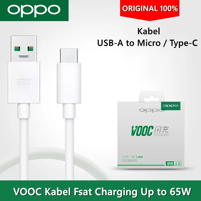 OPPO KABEL DATA Original 100% MIcro/Type-c VOOC 4A / Super VOOC 6.5A