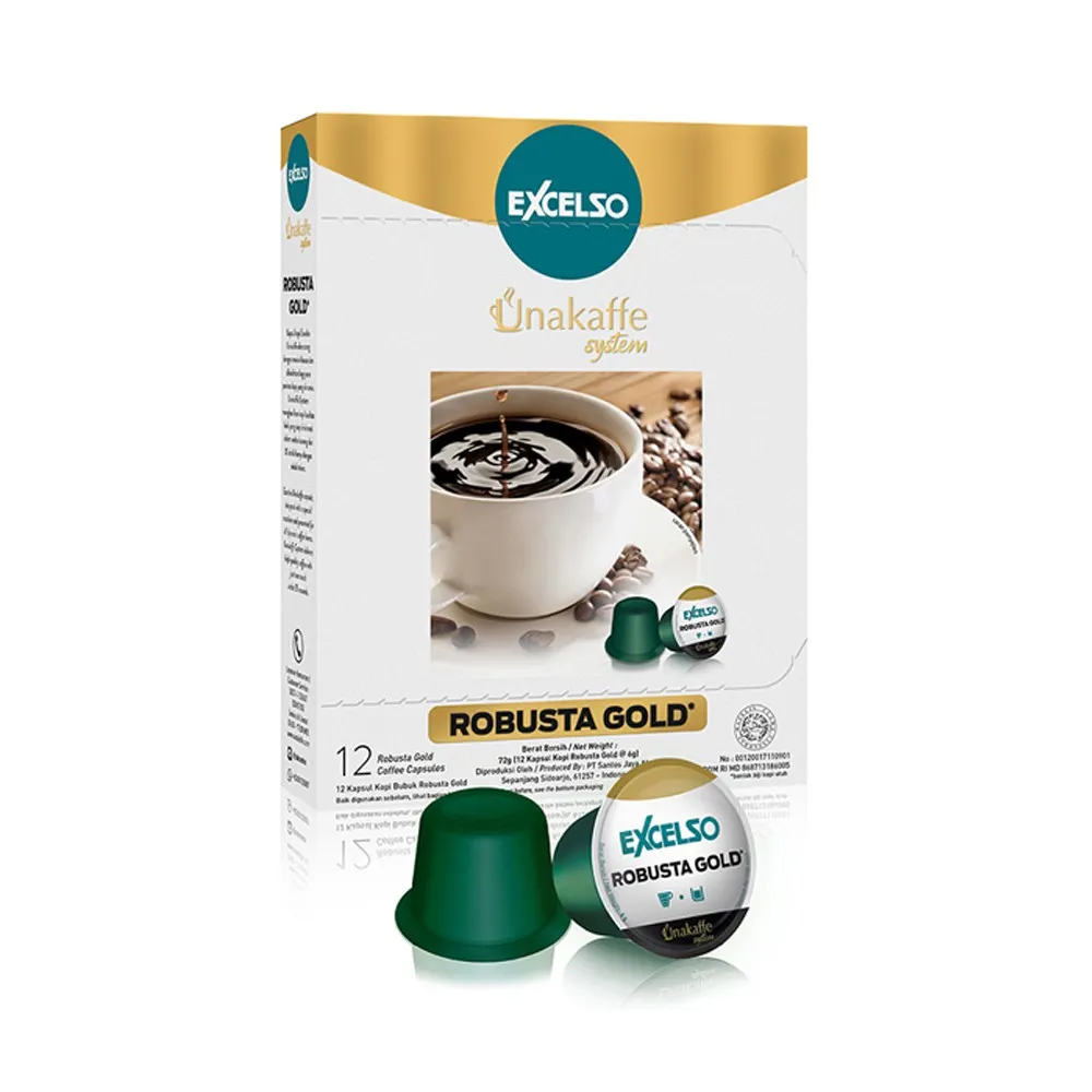 Excelso Unakaffe Kopi Kapsul Robusta Gold (12 Pod / 6 gram)