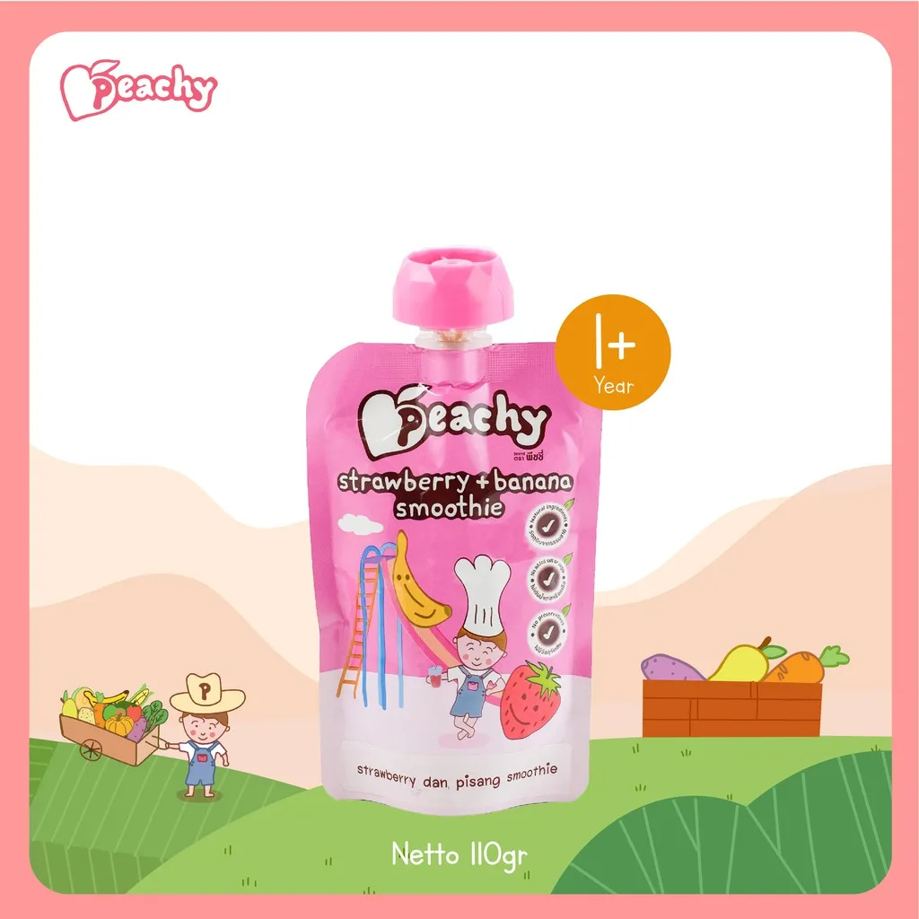 [MPASI 1 TAHUN] - Peachy Strawberry and Banana Smoothie 100gr