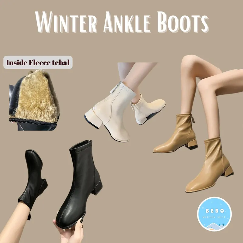 Winter Ankle Boots Waterproof Inner Fleece Sepatu Ankle Boots Musim Dingin