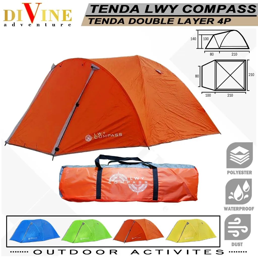 Tenda double layer lwy compass kap 4-5 orang Tenda camping Compass waterproof outdoor