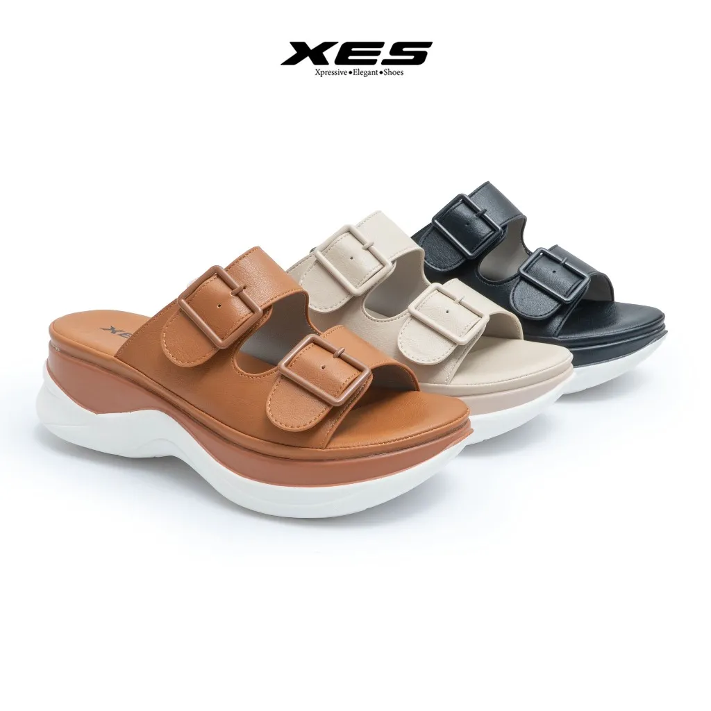 XES LANA-557 Wedges Slop Sandal Wanita 2 Strip 5.5cm