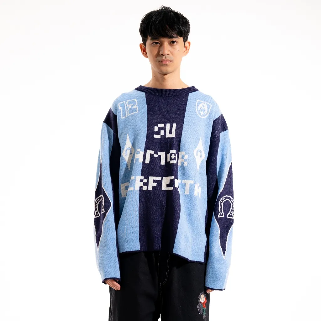 Figco - Jersey Knitted Boxy Knitwear Sweatshirt Coach Navy