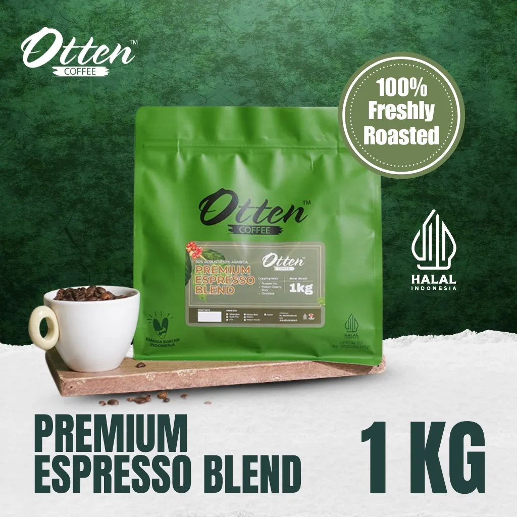 Kopi Premium Espresso 1kg Biji/Bubuk Komersial House Blend Arabica Robusta Otten Coffee Roasted Bean