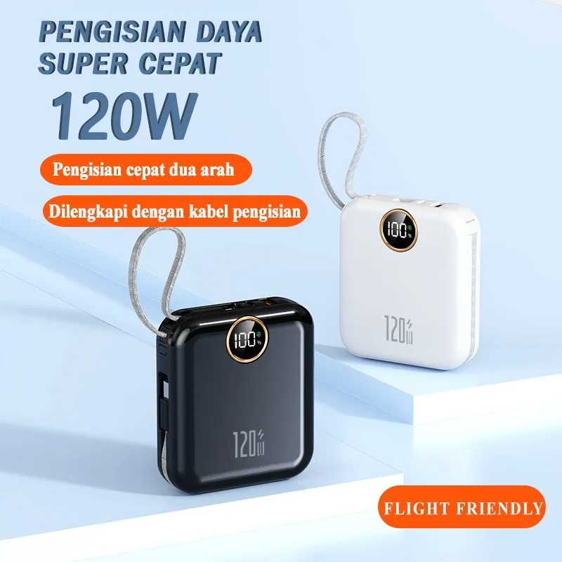 SKCBO Mini Powerbank Super Fast Charging 120W Power Bank 20000mah Built in Cable Type C lightning for Iphone & Android