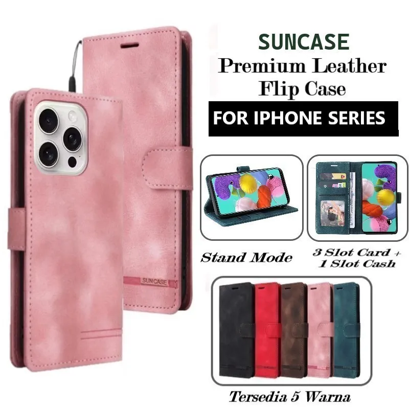 Casing iphone model flip buka tutup case kulit ada tempat foto dan kartu juga tali hp flip cover
