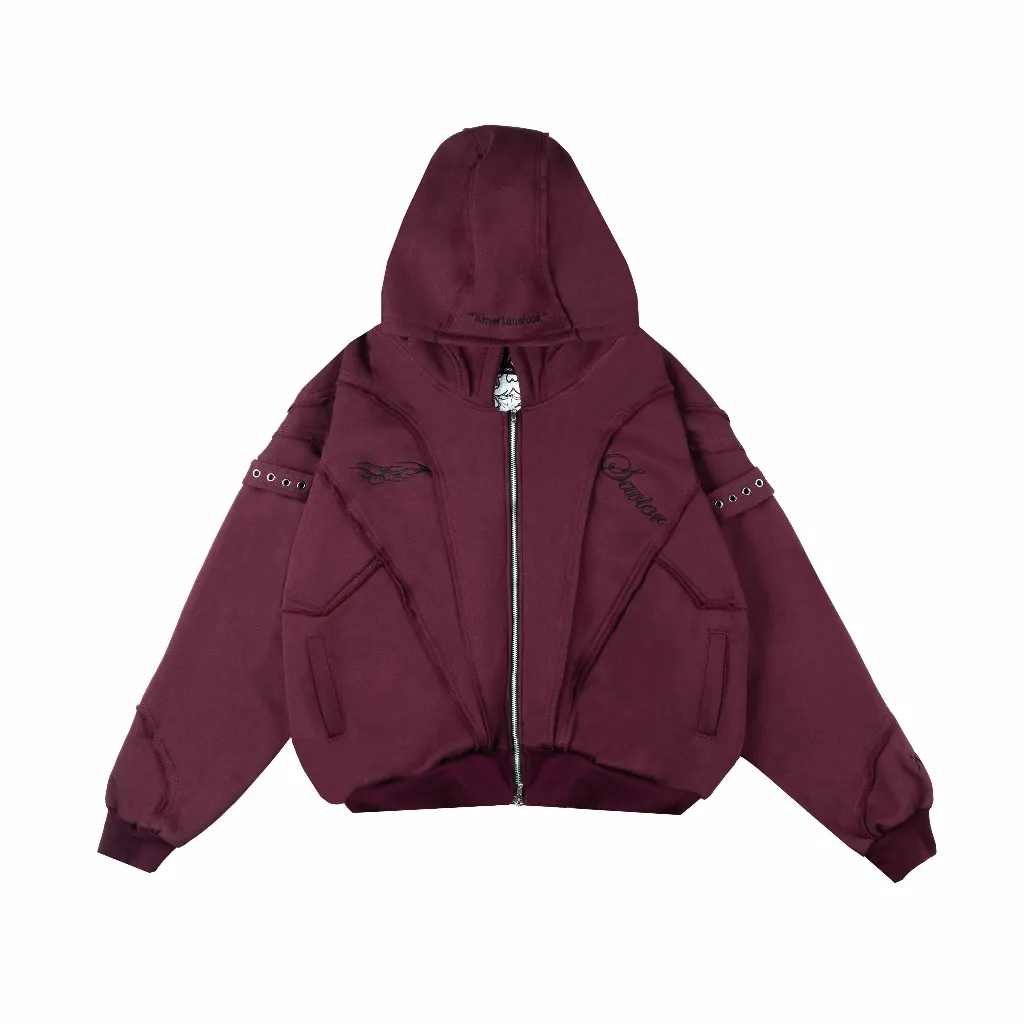 Amertanslook Fusion Hoodie - Boxy Cut Maroon Unisex