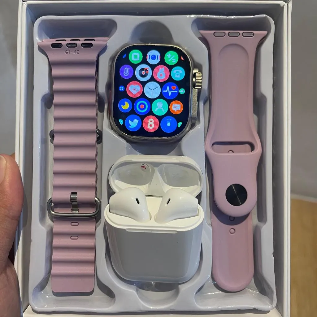 Smartwatch i8 Ultra Watch 8 Free 2 Tali+Earphone TWS Fitness Tracker Bluetooth