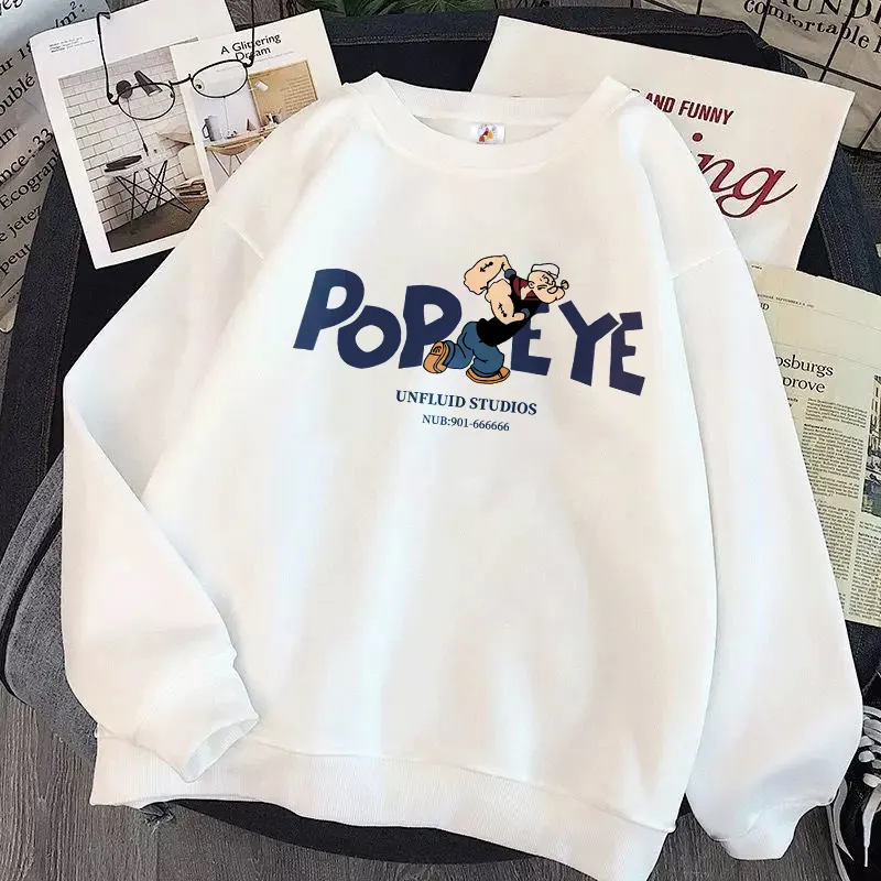 Sweater Oversize Pria & Wanita Motif Popeye Cartoon | Street Style Korea | 100% Cotton Tebal